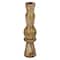 Hello Honey® 14" Round Natural Wood Hand-Carved Taper Candle Holder